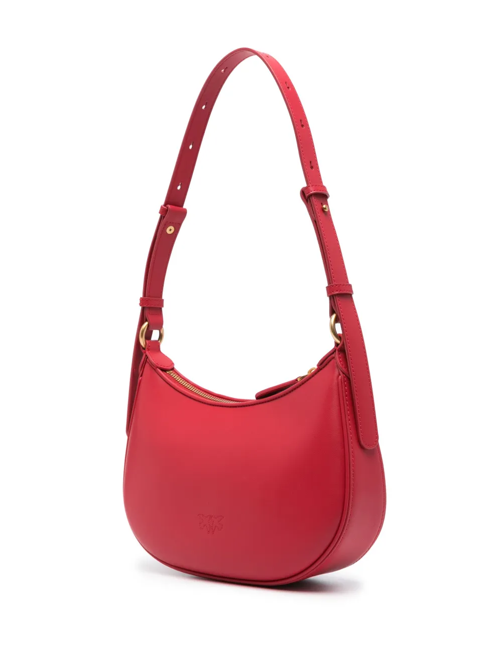 Shop Pinko Love Birds Leather Shoulder Bag In Red