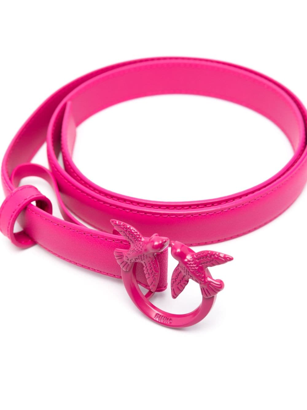 Shop Pinko Love Berry Leather Belt In Pink
