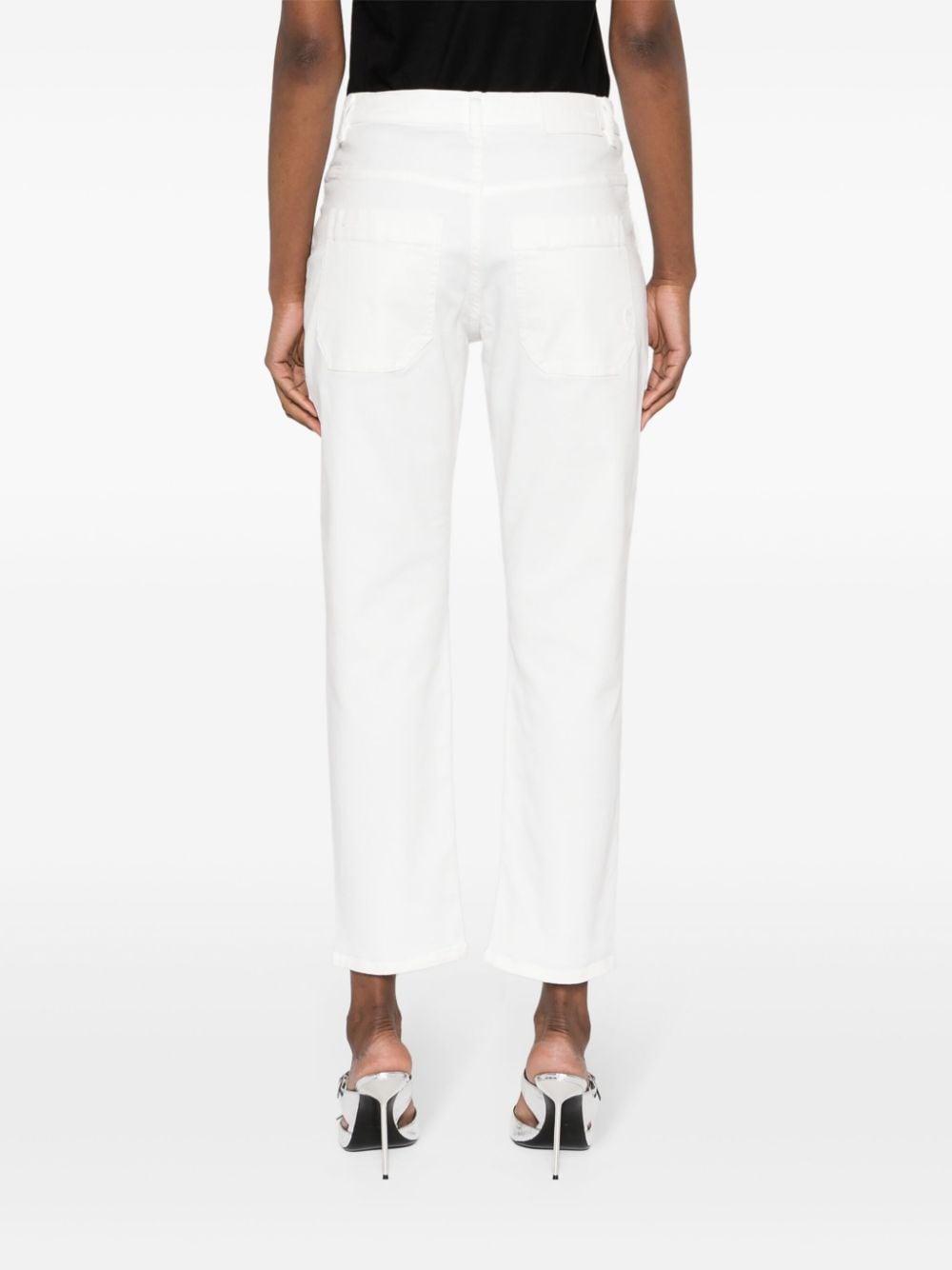 Shop Pinko Mid-rise Cropped Jeans In White