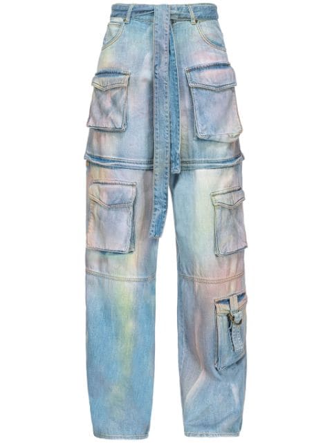 PINKO jeans cargo con estampado tie-dye