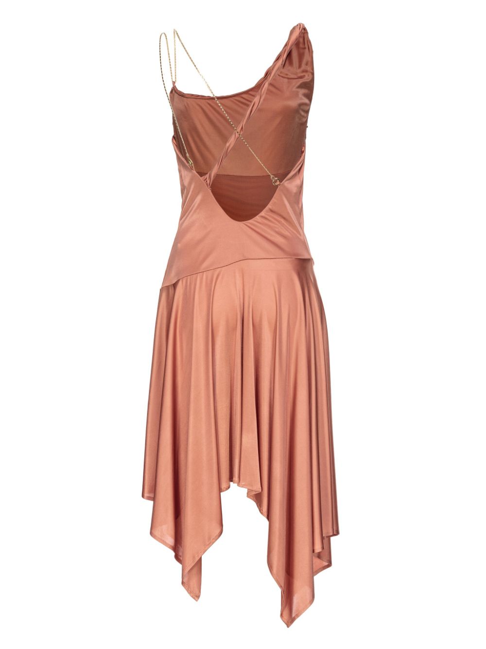 Shop Pinko Asymmetric Cowl-neck Midi Dress In Orange