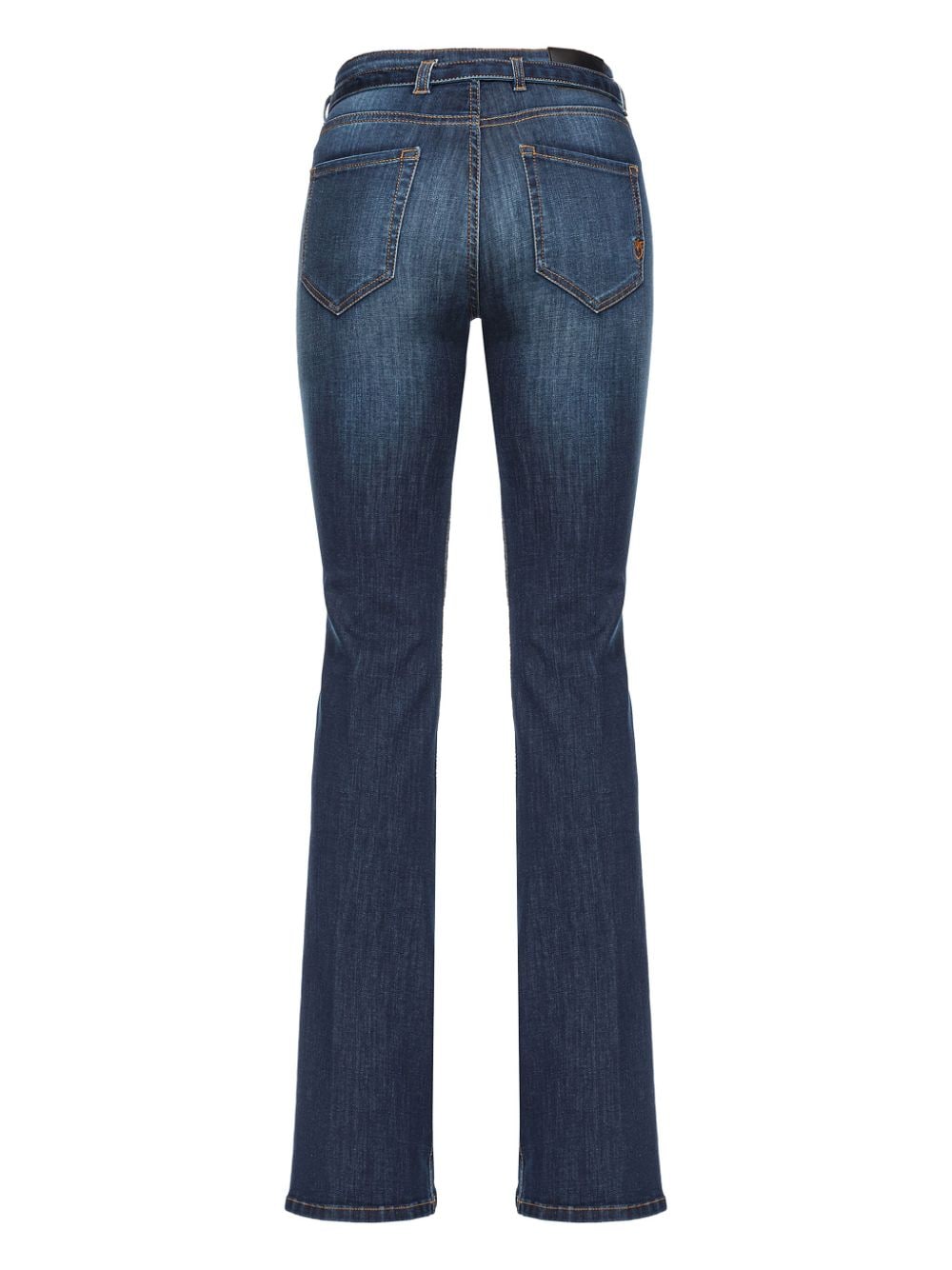 Shop Pinko Love Birds-buckle Flared Jeans In Blue