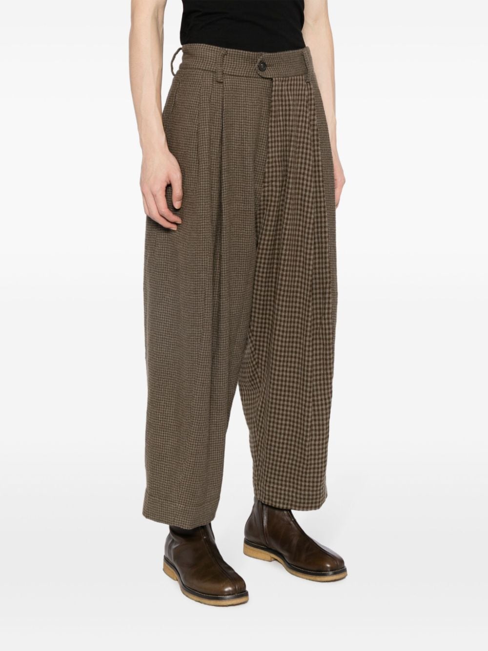 Shop Ziggy Chen Panelled Pleated Drop-crotch Trousers In Brown