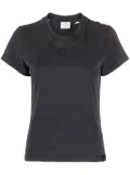 Courrèges distressed logo-embroidered cotton T-shirt - Grey