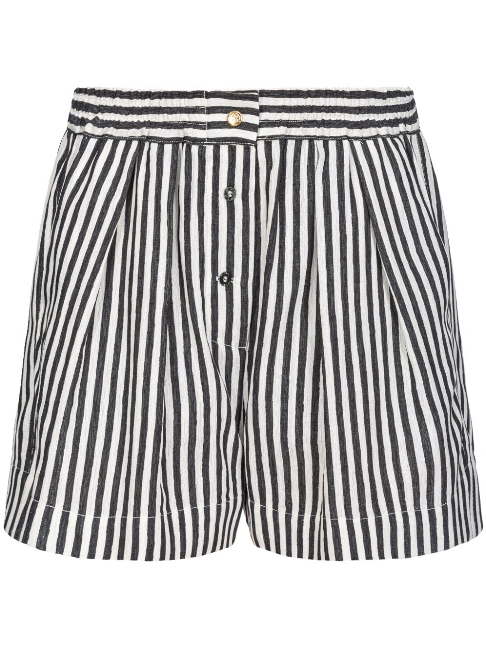 Pinko Striped Pleated Shorts In Black