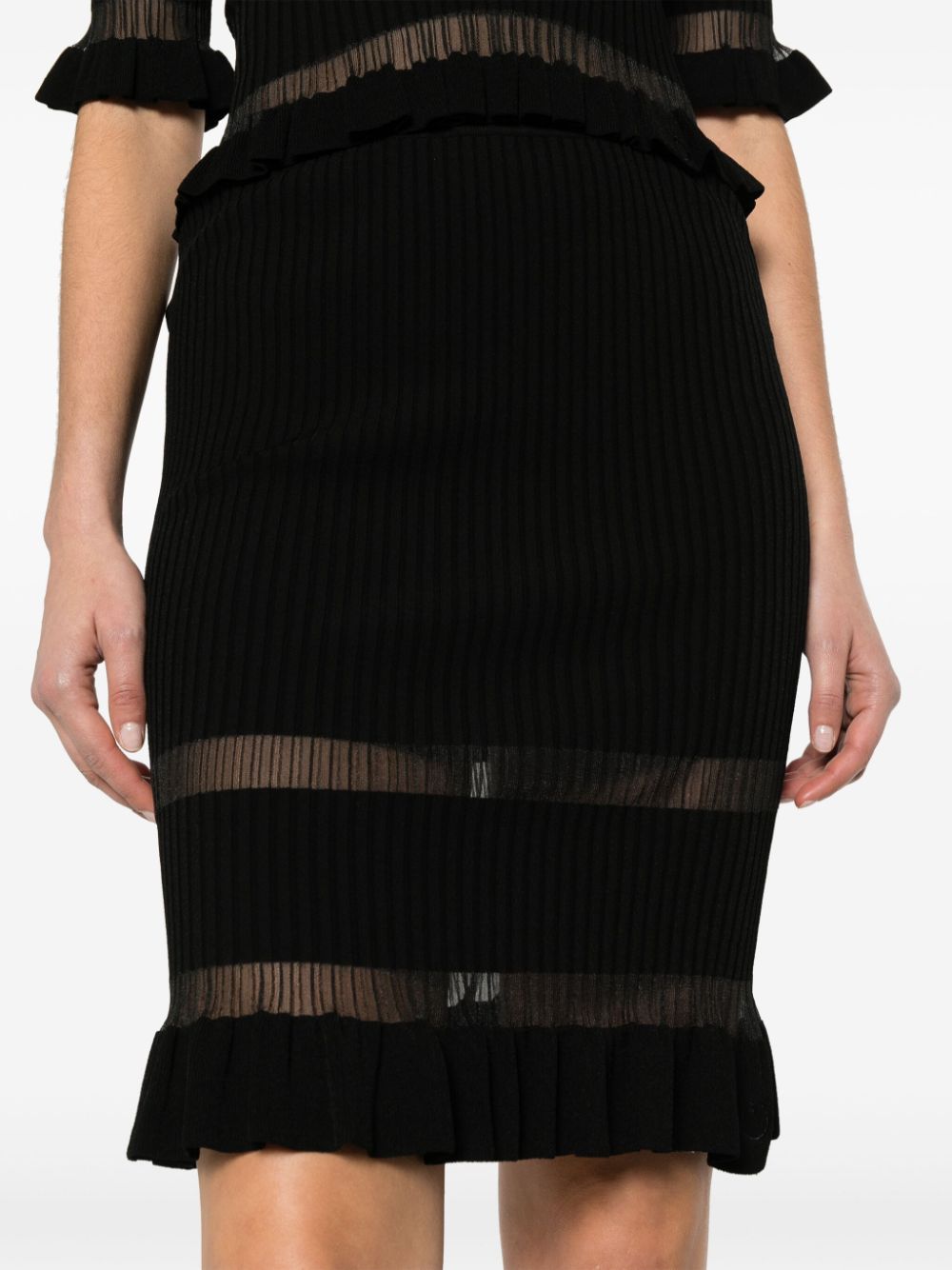 Shop Pinko Ribbed-knit Midi Skirt In Black