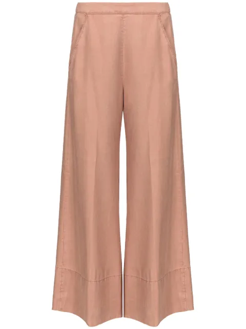 PINKO Love Birds-embroidered washed wide-leg trousers