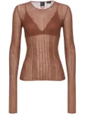 PINKO semi-sheer long-sleeved top - Brown