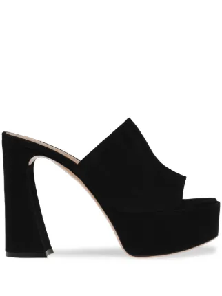 Gianvito Rossi Holly 70mm Platform Suede Mules | Black