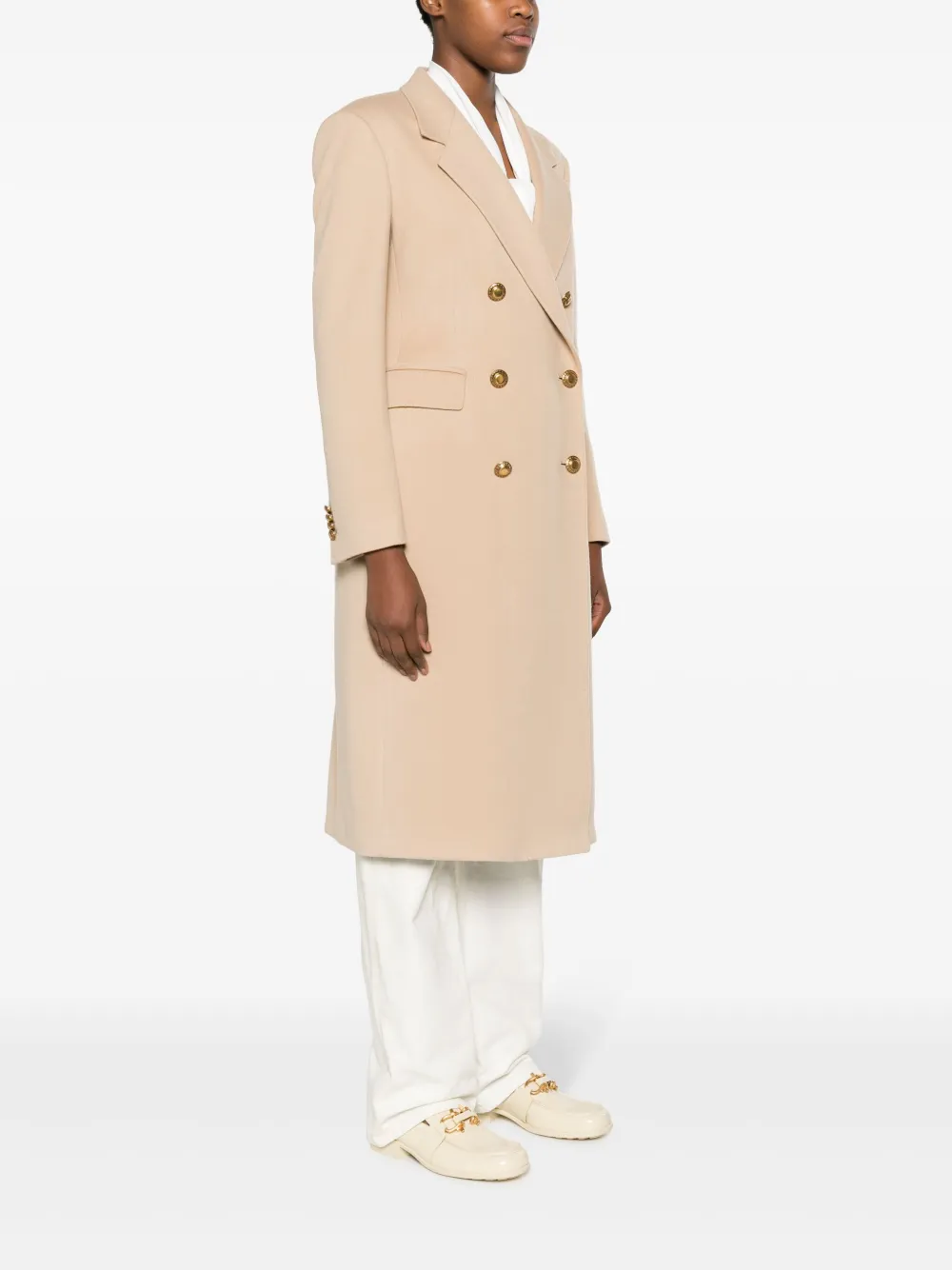 Tagliatore Double-breasted Notched-lapels Coat In Neutrals