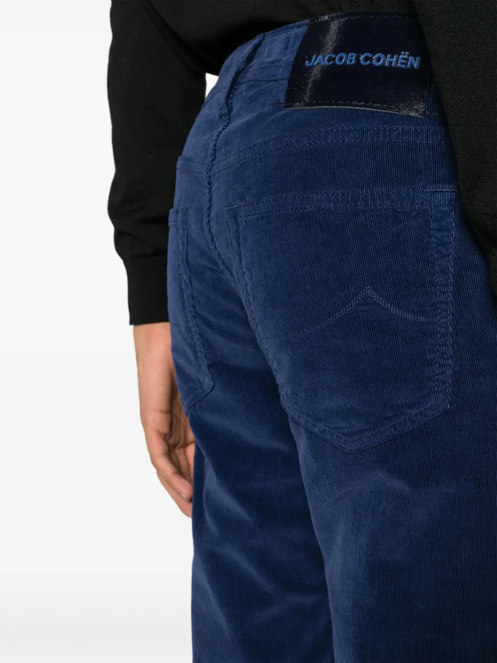 Shop Jacob Cohen Low-rise Straight-leg Corduroy Trousers In Blue