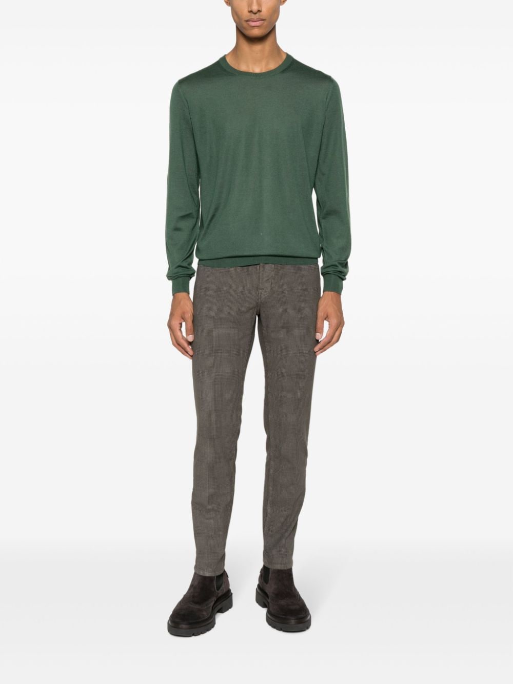 Shop Jacob Cohen Mini Check-print Skinny Trousers In Brown