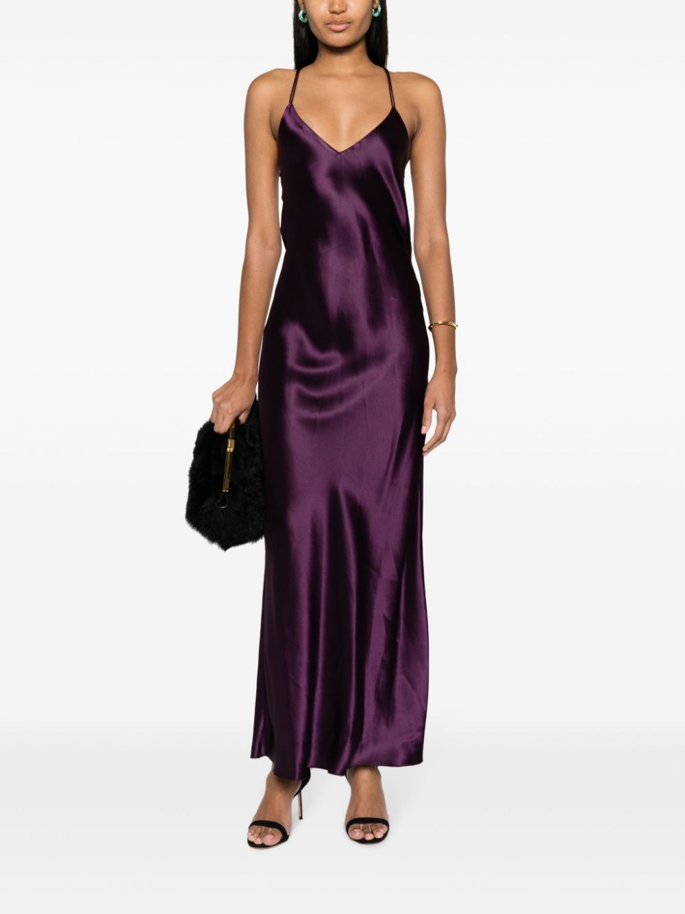 Forte Forte plunging V-neck satin maxi dress - Paars