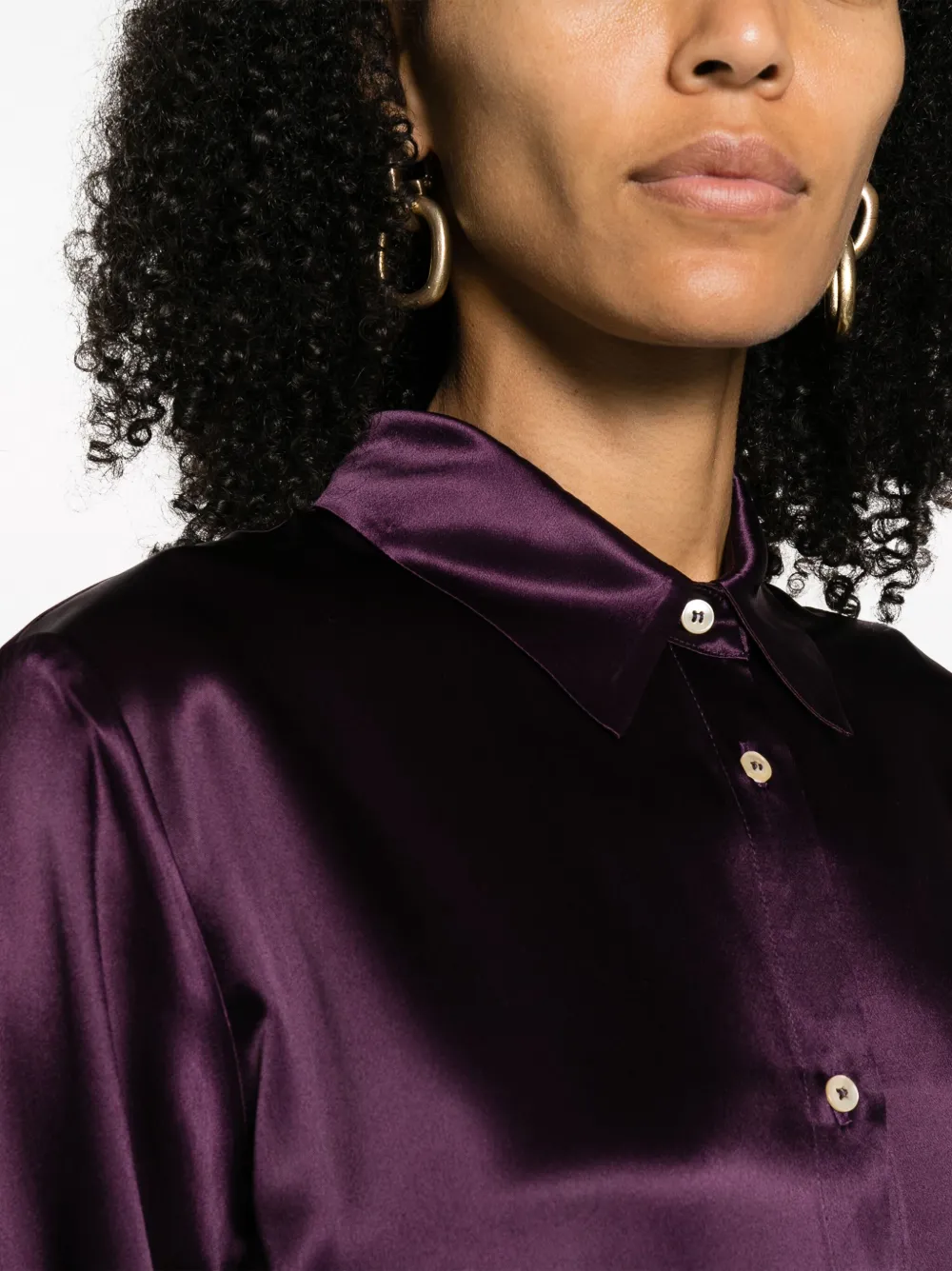 FORTE FORTE SATIN-FINISH LONG-SLEEVE SHIRT