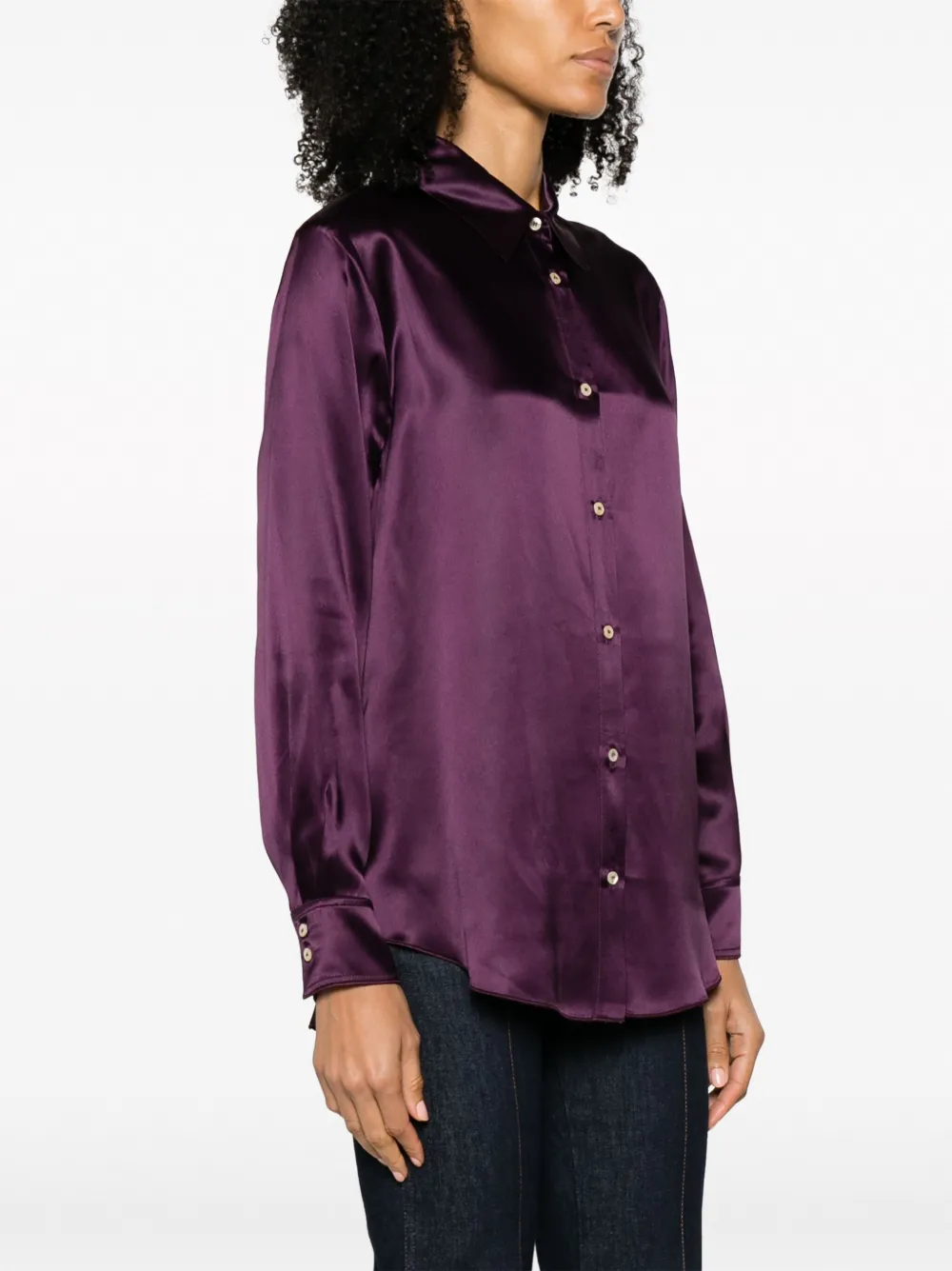 FORTE FORTE SATIN-FINISH LONG-SLEEVE SHIRT
