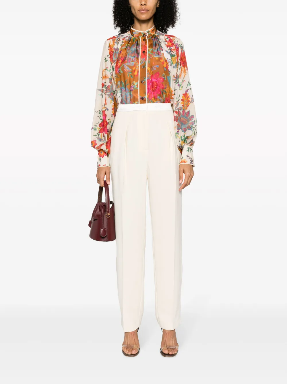 Forte Broek met geplooid detail Beige