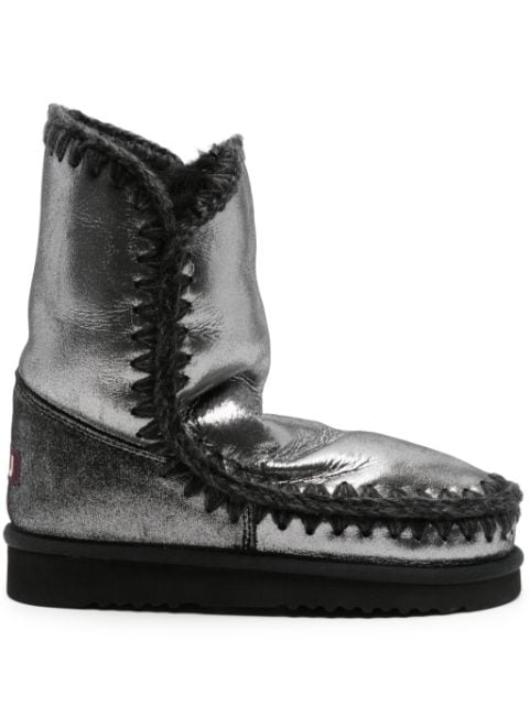 Mou Eskimo 18 crochet-trim metallic-leather boots