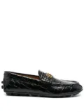 Bally crocodile-embossed leather loafers - Black