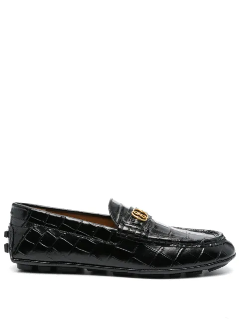 Bally crocodile-embossed leather loafers