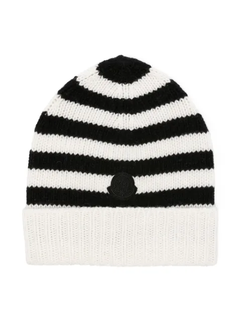 Moncler Enfant logo-patch striped virgin wool beanie