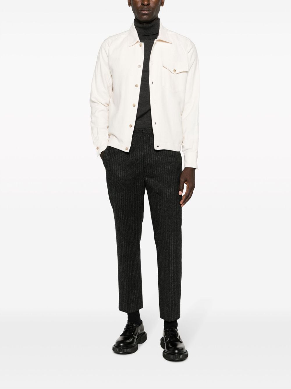 Eleventy spread-collar cotton shirt jacket - Wit