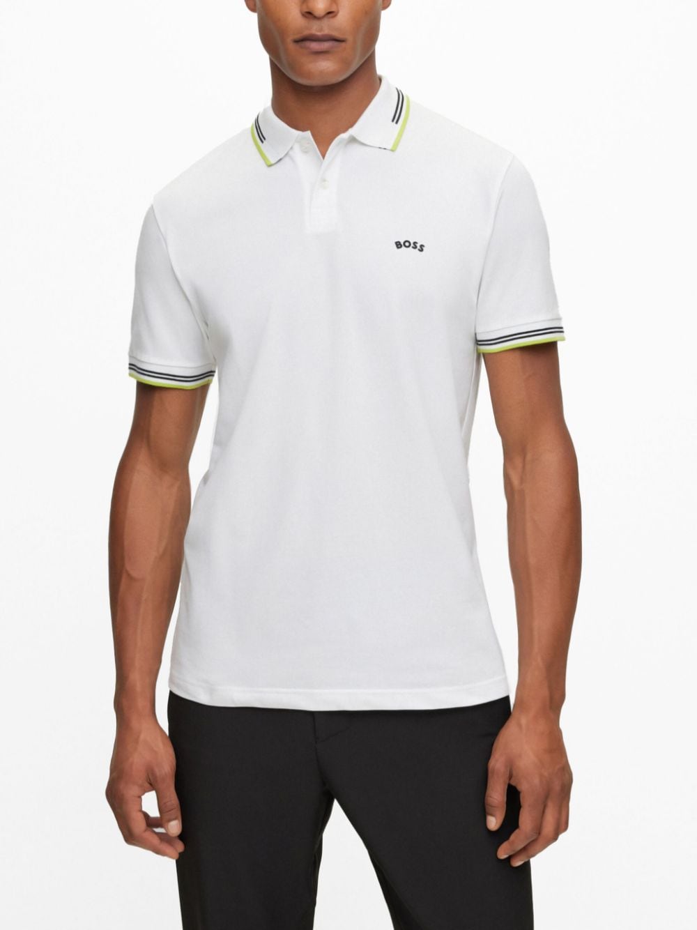 Shop Hugo Boss Logo-print Slim Polo Shirt In White