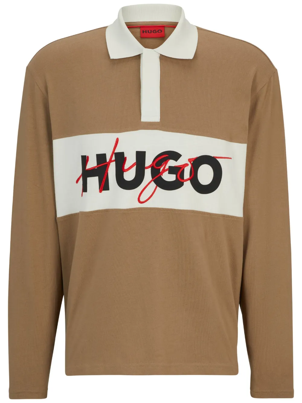 HUGO Camisa polo com logo | Marrom | Image 1