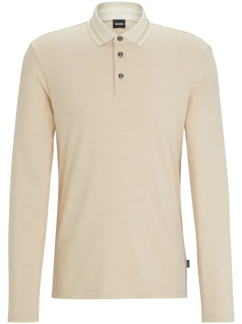 BOSS Camisa polo com listras no colarinho