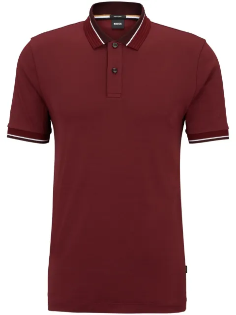 BOSS Camisa polo de algodão com listras
