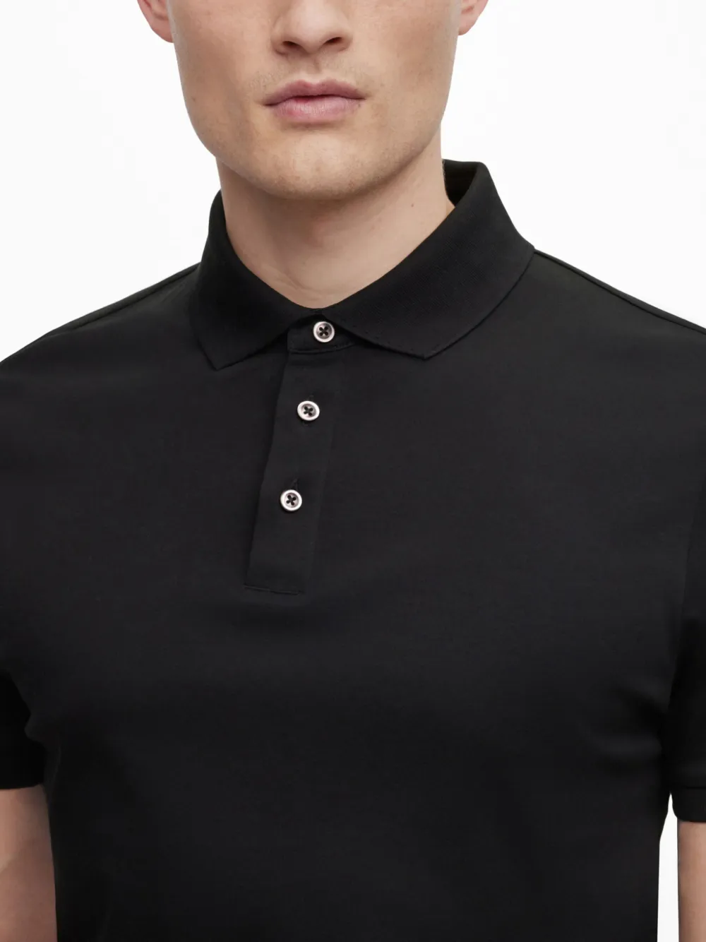 Hugo Boss Regular-fit Polo Shirt In Mercerized Italian Cotton In Black