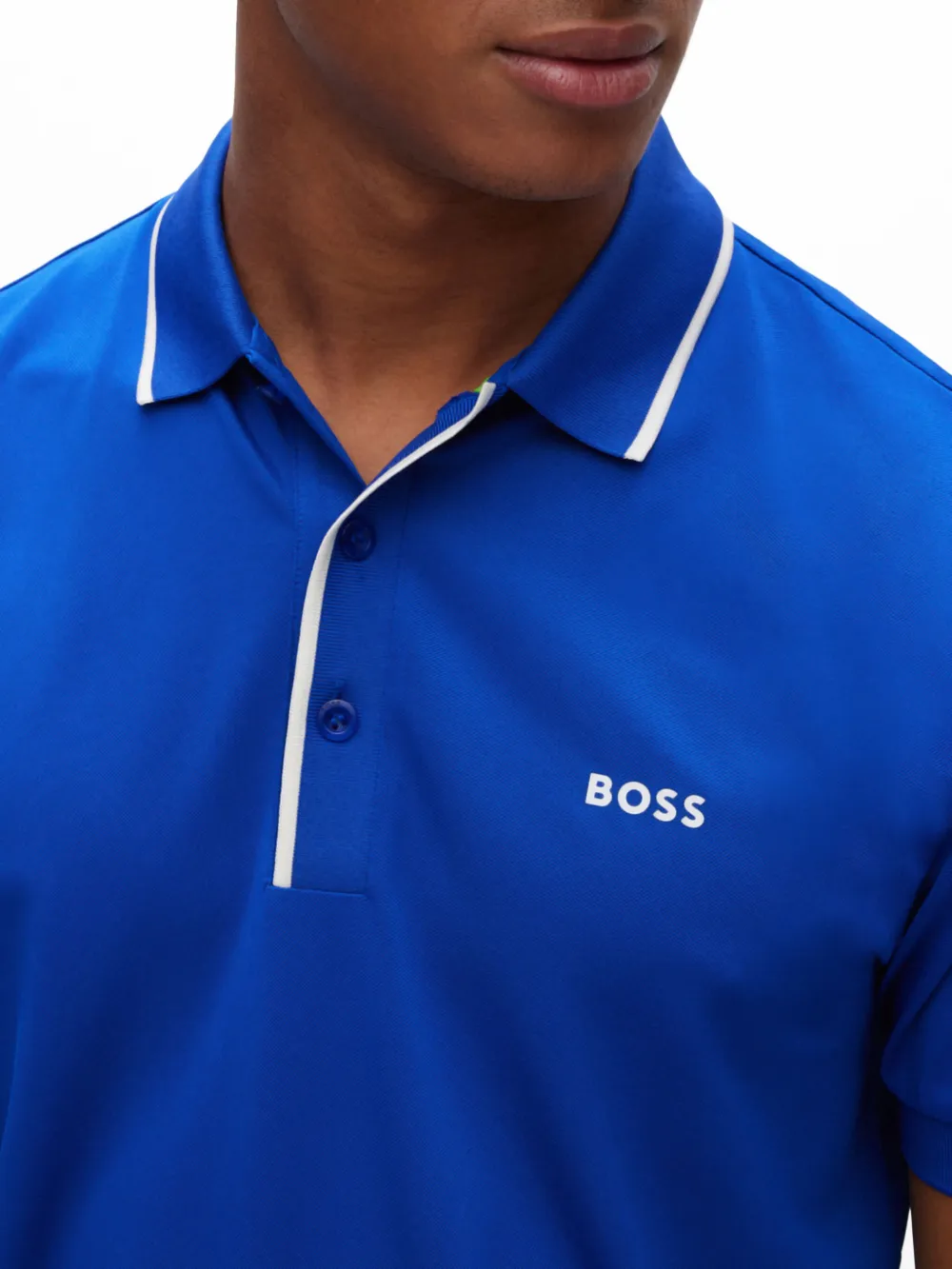 BOSS Poloshirt met logoprint Blauw