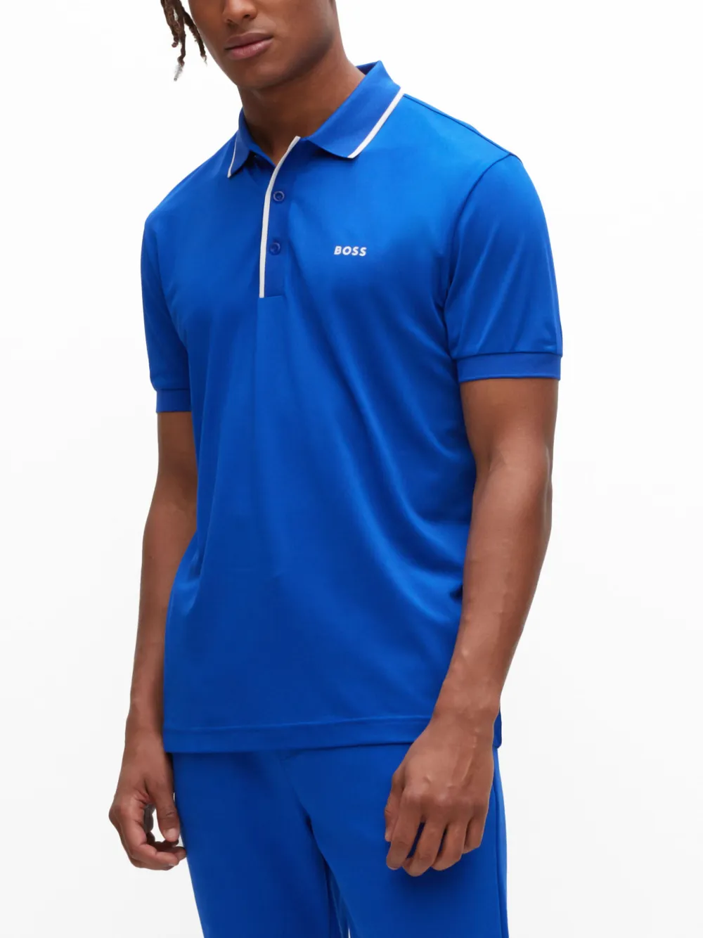 BOSS Poloshirt met logoprint Blauw