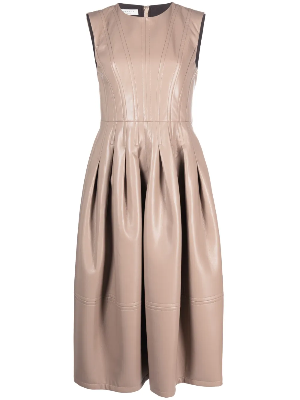 Philosophy Di Lorenzo Serafini Faux-leather Midi Dress In Neutrals