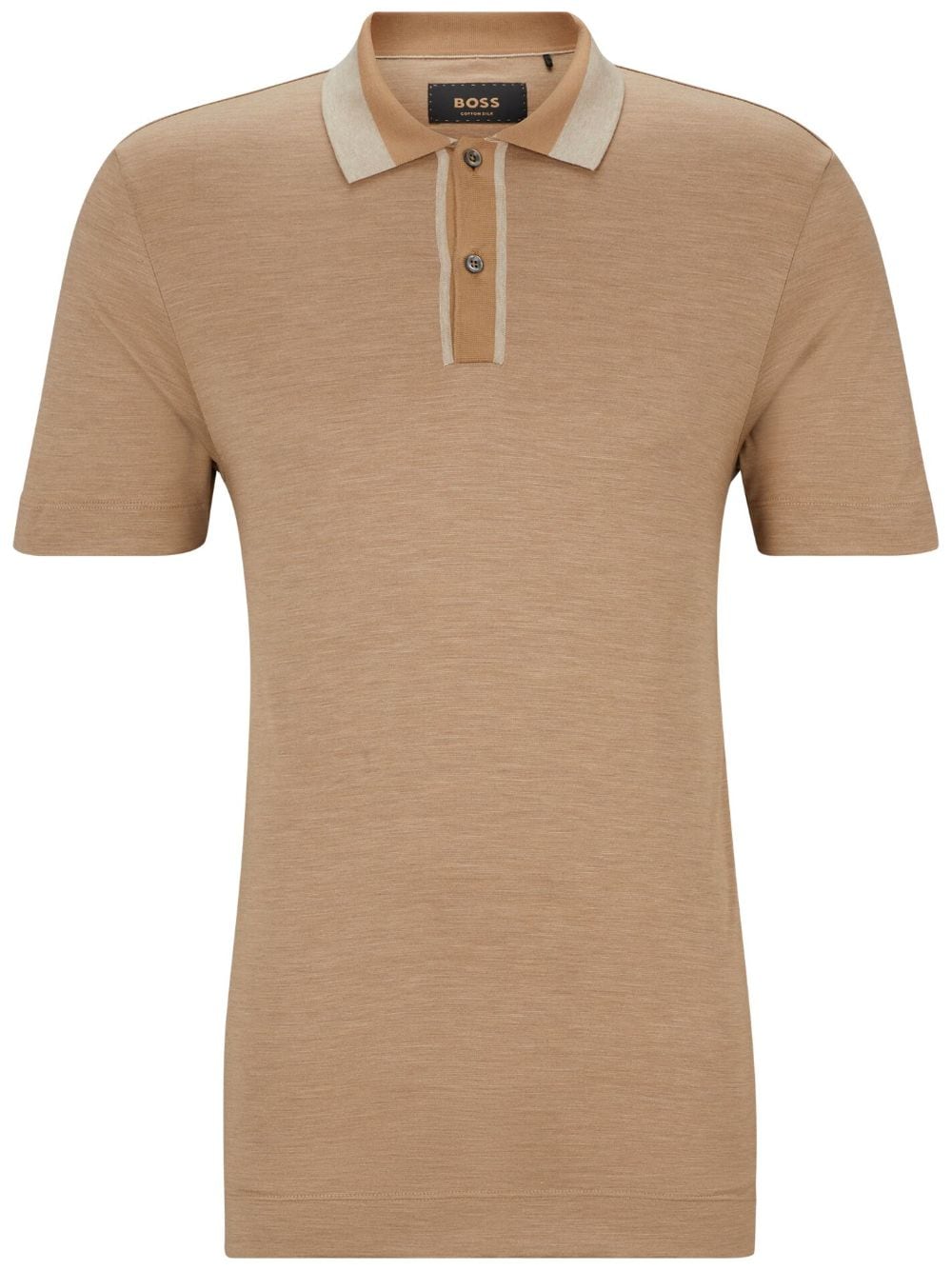 Hugo Boss Contrast-collar Cotton-blend Polo Shirt In Brown