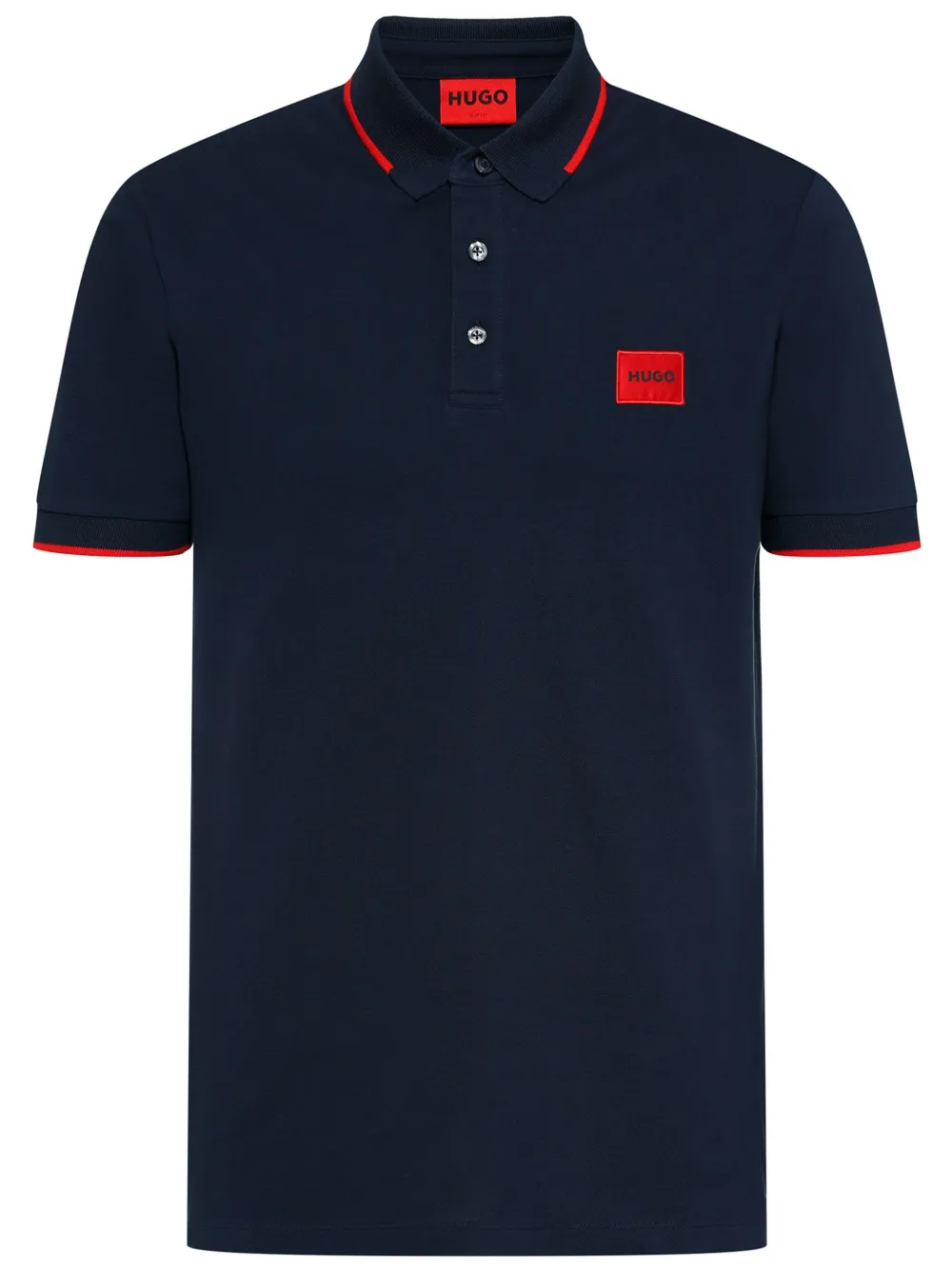 HUGO Camisa polo com patch de logo | Azul | Image 1