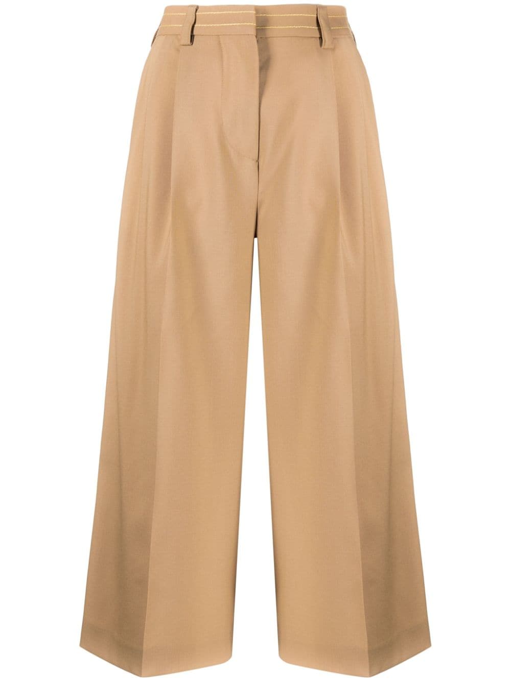 Shop Marni Tailored Virgin Wool Cropped Trousers In Brown