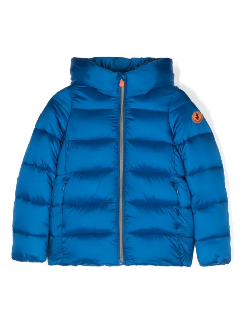 Save The Duck Kids logo-patch hooded padded jacket