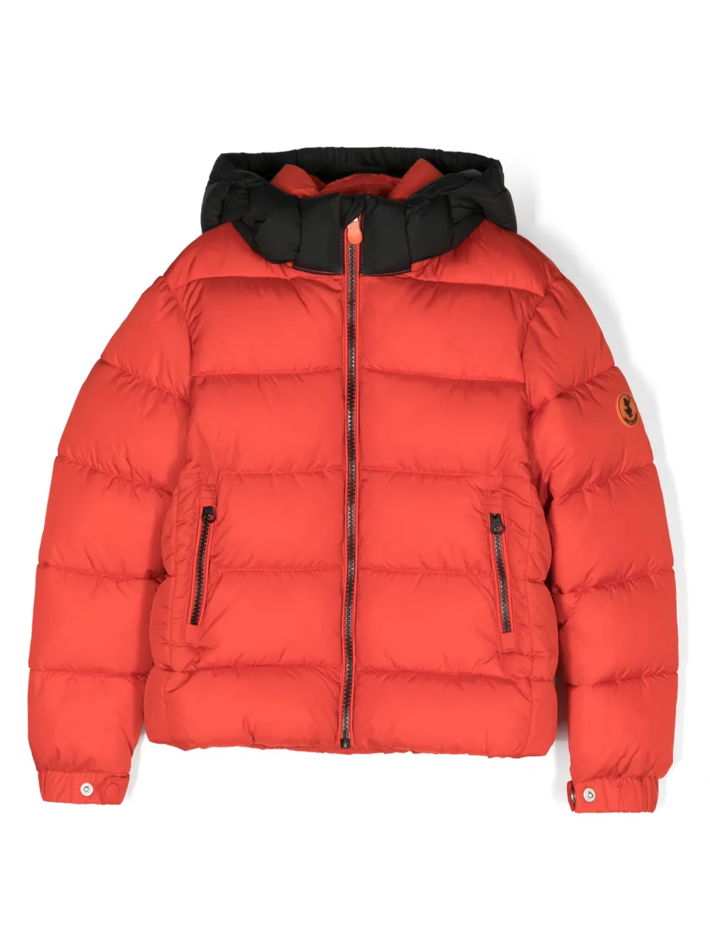 Save The Duck Kids Rumex two-tone hooded padded jacket Rood