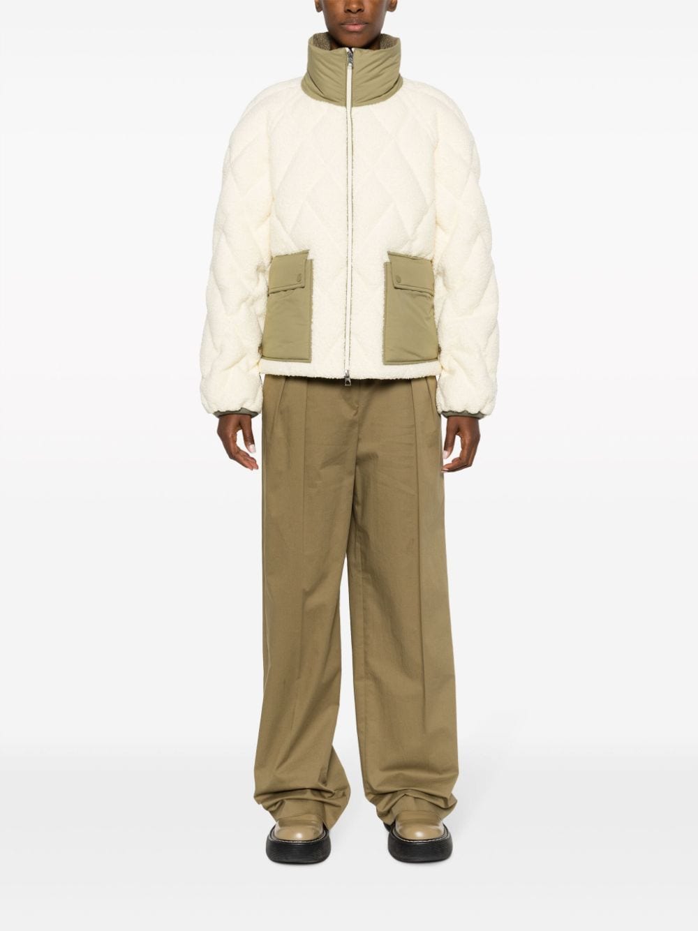 Shop Moncler Jonquille Quilted Bouclé Jacket In White