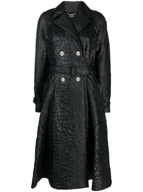 Versace embossed-crocodile laminated trench coat