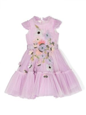 Marchesa Kids Couture Girls Blue Tulle Bow Party Dress