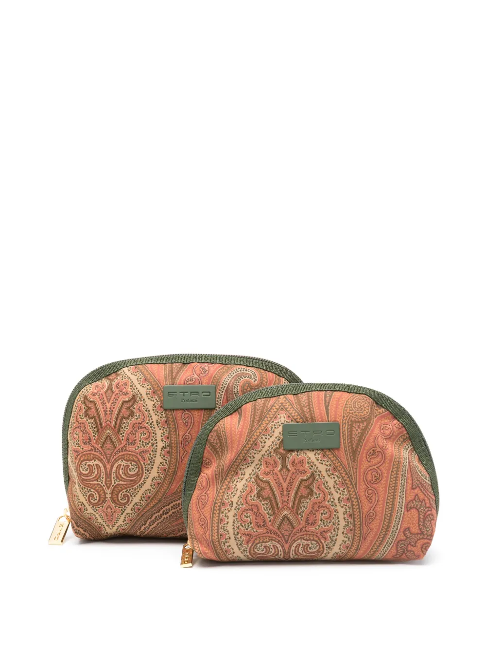 Etro Paisley-print Makeup Bag Set In Brown