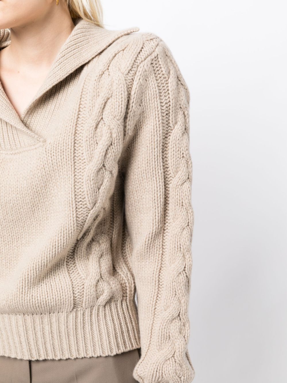 Shop Magda Butrym Cable-knit Cashmere Jumper In Neutrals