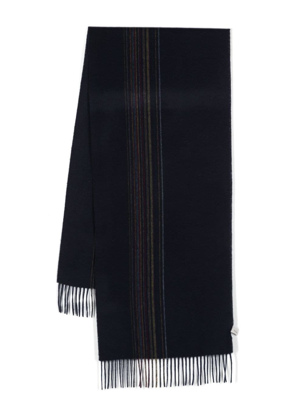 Paul Smith Signature Stripe Fringed Scarf In Blue