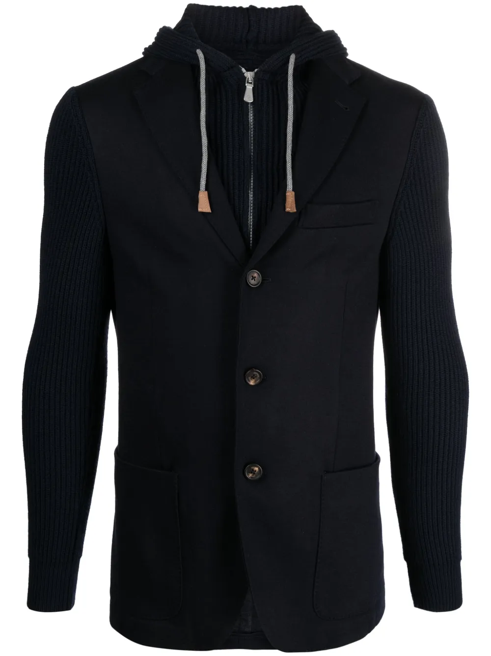 Eleventy Blazer met afneembare capuchon Blauw