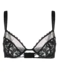 Stella McCartney floral-lace bustier-neckline bra - Black