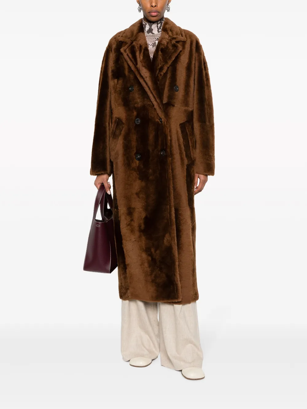 Max Mara Jas met dubbele rij knopen Bruin