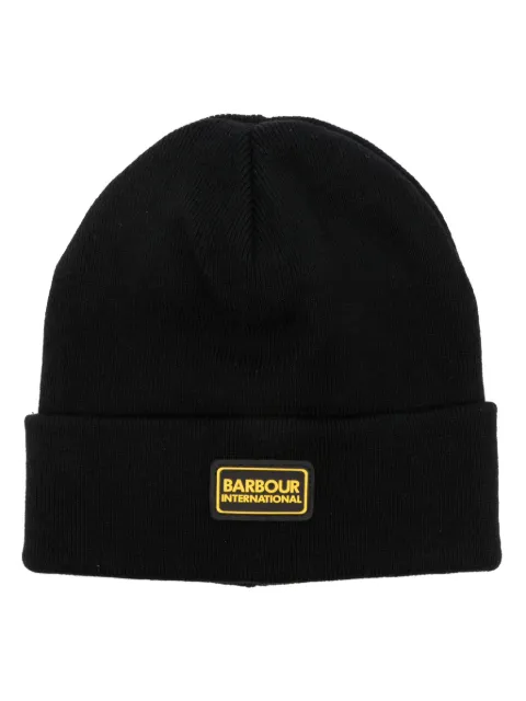 Barbour International ribbstickad mössa med logotypmärke