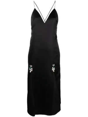 Wales Bonner geometric-print V-neck Maxi Dress | Brown | FARFETCH