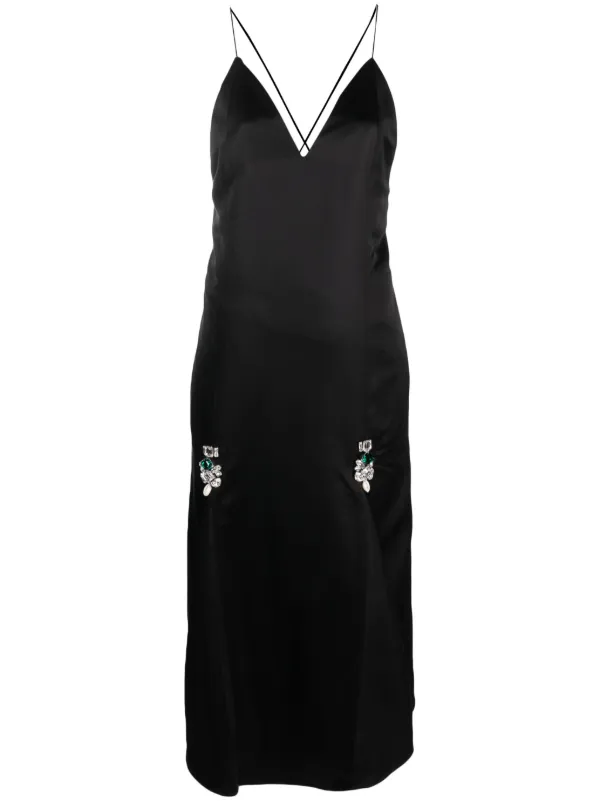 Wales Bonner Crystal-embellished Satin Dress in Black